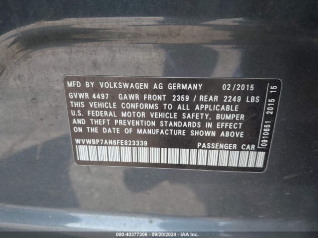 Photo 8 VIN: WVWBP7AN6FE823339 - VOLKSWAGEN CC 