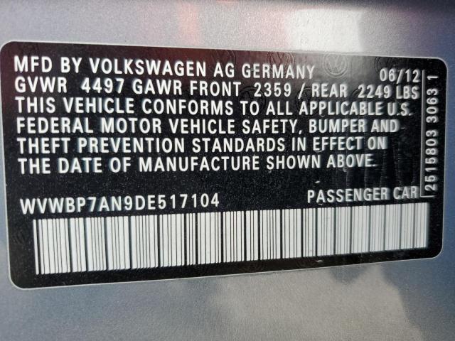 Photo 11 VIN: WVWBP7AN9DE517104 - VOLKSWAGEN PASSAT 