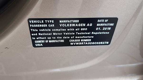 Photo 2 VIN: WVWBR7A32GC025278 - VOLKSWAGEN PASSAT 