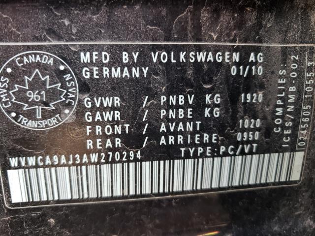 Photo 9 VIN: WVWCA9AJ3AW270294 - VOLKSWAGEN GOLF 