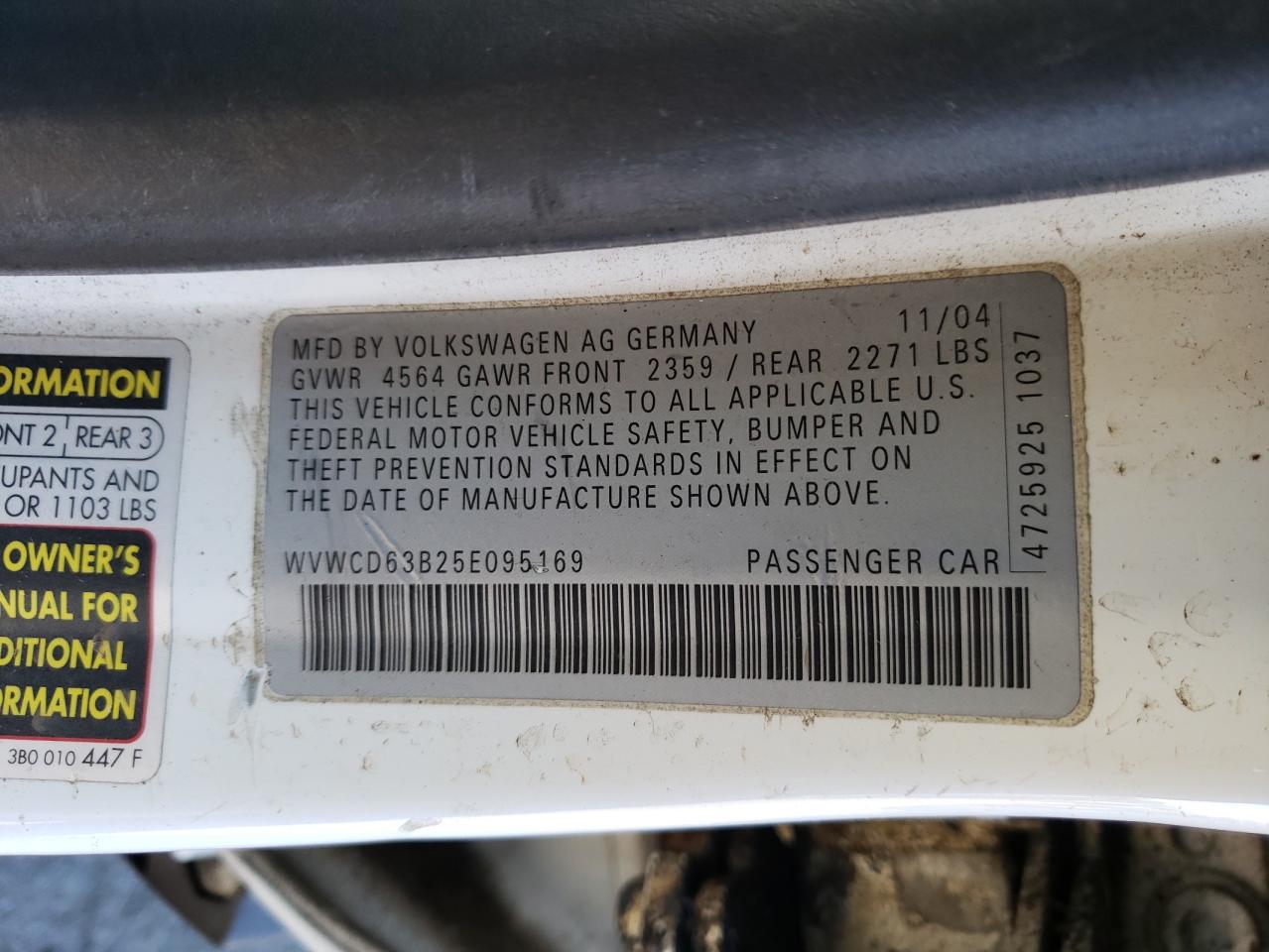 Photo 11 VIN: WVWCD63B25E095169 - VOLKSWAGEN PASSAT 