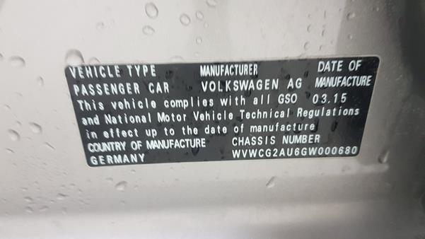 Photo 1 VIN: WVWCG2AU6GW000680 - VOLKSWAGEN GOLF 