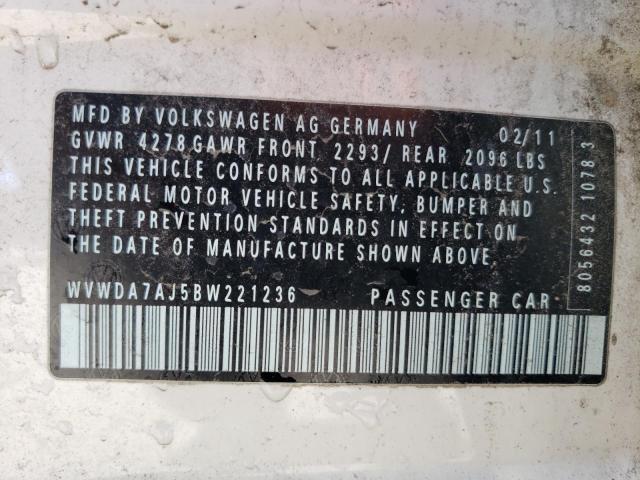 Photo 11 VIN: WVWDA7AJ5BW221236 - VOLKSWAGEN GOLF 