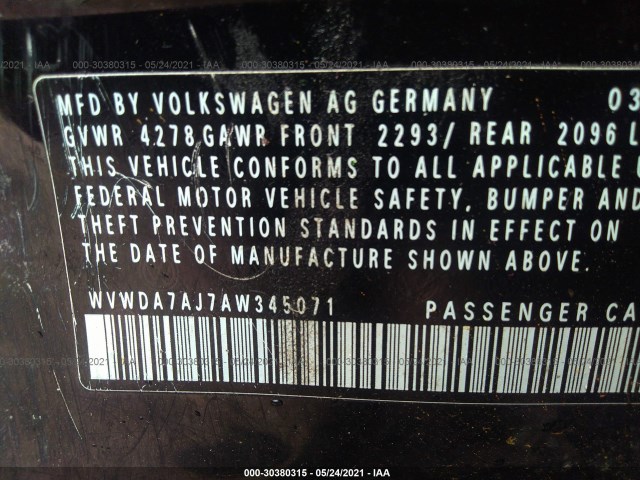 Photo 8 VIN: WVWDA7AJ7AW345071 - VOLKSWAGEN GOLF 