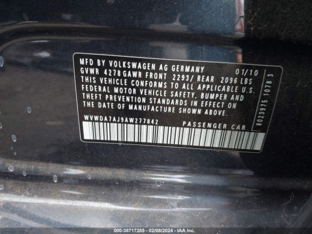 Photo 8 VIN: WVWDA7AJ9AW277842 - VOLKSWAGEN GOLF 