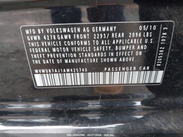 Photo 8 VIN: WVWDB7AJ1AW425740 - VOLKSWAGEN GOLF 