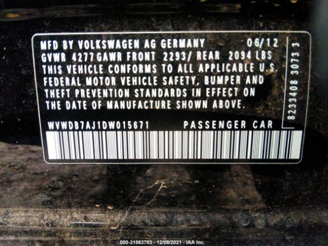 Photo 8 VIN: WVWDB7AJ1DW015671 - VOLKSWAGEN GOLF 