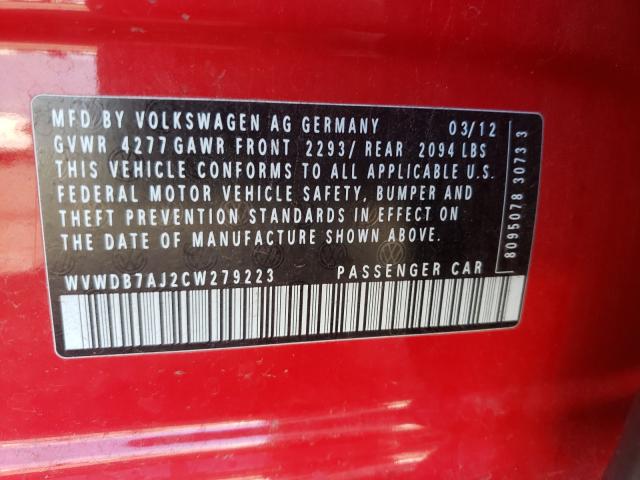 Photo 9 VIN: WVWDB7AJ2CW279223 - VOLKSWAGEN GOLF 