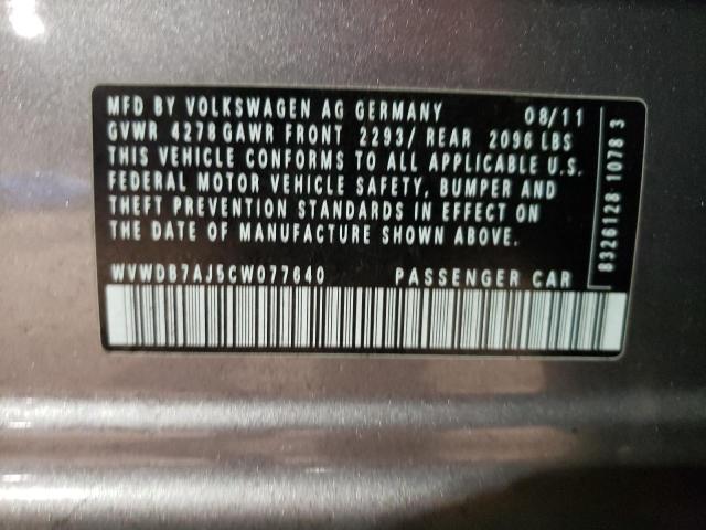 Photo 11 VIN: WVWDB7AJ5CW077640 - VOLKSWAGEN GOLF 