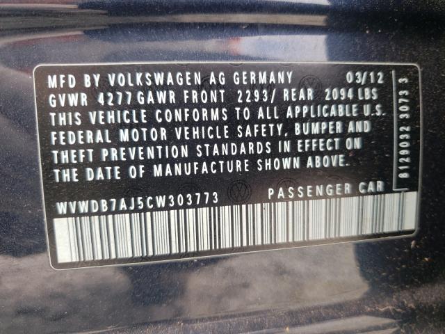 Photo 9 VIN: WVWDB7AJ5CW303773 - VOLKSWAGEN GOLF 