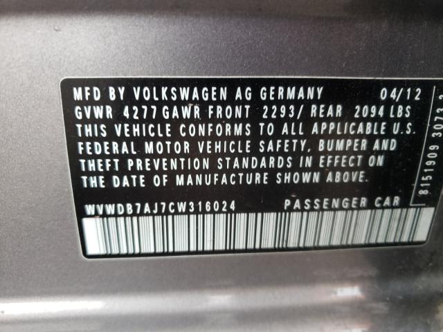 Photo 9 VIN: WVWDB7AJ7CW316024 - VOLKSWAGEN GOLF 