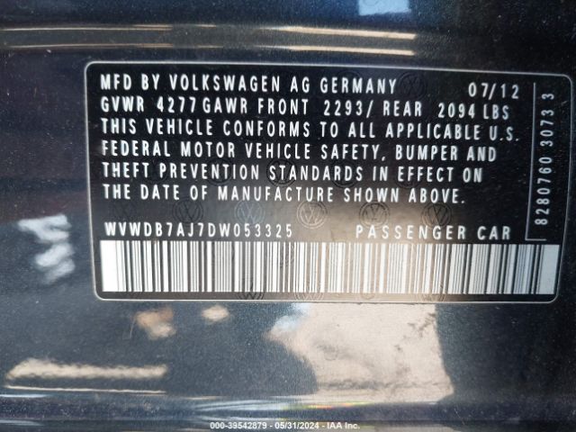 Photo 8 VIN: WVWDB7AJ7DW053325 - VOLKSWAGEN GOLF 