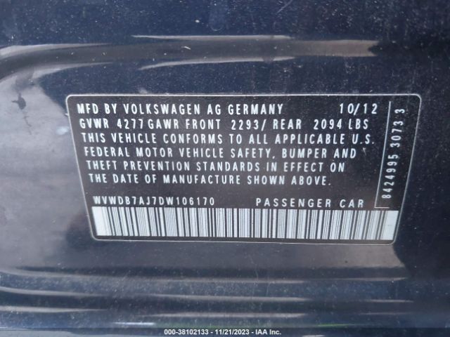 Photo 8 VIN: WVWDB7AJ7DW106170 - VOLKSWAGEN GOLF 