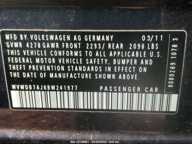 Photo 8 VIN: WVWDB7AJ8BW241977 - VOLKSWAGEN GOLF 