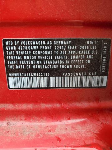 Photo 11 VIN: WVWDB7AJ8CW123137 - VOLKSWAGEN GOLF 