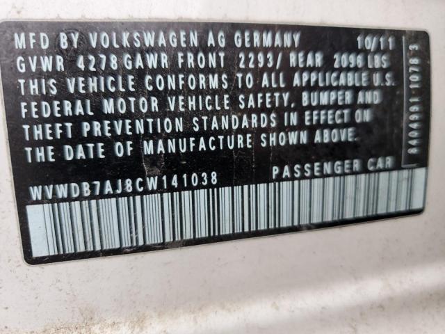 Photo 11 VIN: WVWDB7AJ8CW141038 - VOLKSWAGEN GOLF 