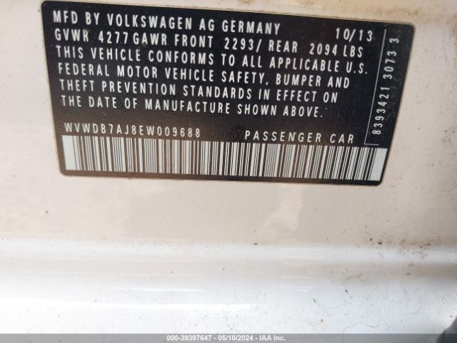 Photo 8 VIN: WVWDB7AJ8EW009688 - VOLKSWAGEN GOLF 