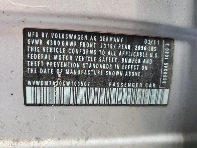 Photo 12 VIN: WVWDM7AJ0CW103507 - VOLKSWAGEN GOLF 