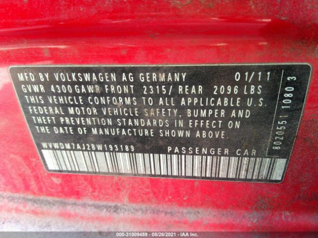 Photo 8 VIN: WVWDM7AJ2BW193189 - VOLKSWAGEN GOLF 