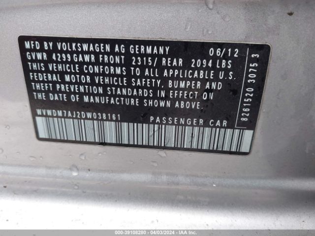 Photo 8 VIN: WVWDM7AJ2DW038161 - VOLKSWAGEN GOLF 