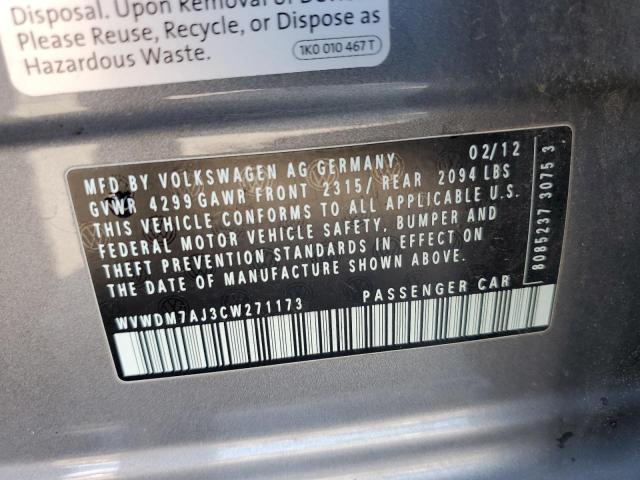 Photo 11 VIN: WVWDM7AJ3CW271173 - VOLKSWAGEN GOLF 