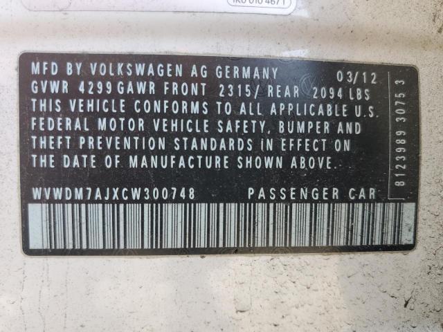 Photo 11 VIN: WVWDM7AJXCW300748 - VOLKSWAGEN GOLF 