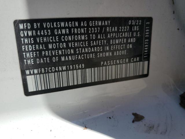 Photo 12 VIN: WVWFB7CD4NW191549 - VOLKSWAGEN GOLF 