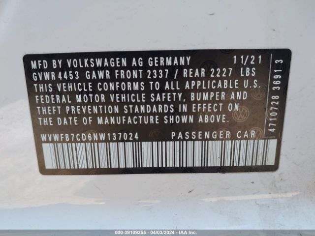 Photo 8 VIN: WVWFB7CD6NW137024 - VOLKSWAGEN GOLF 