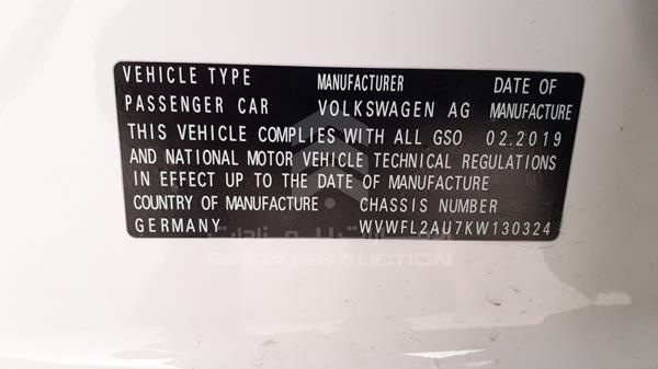 Photo 2 VIN: WVWFL2AU7KW130324 - VOLKSWAGEN GOLF 