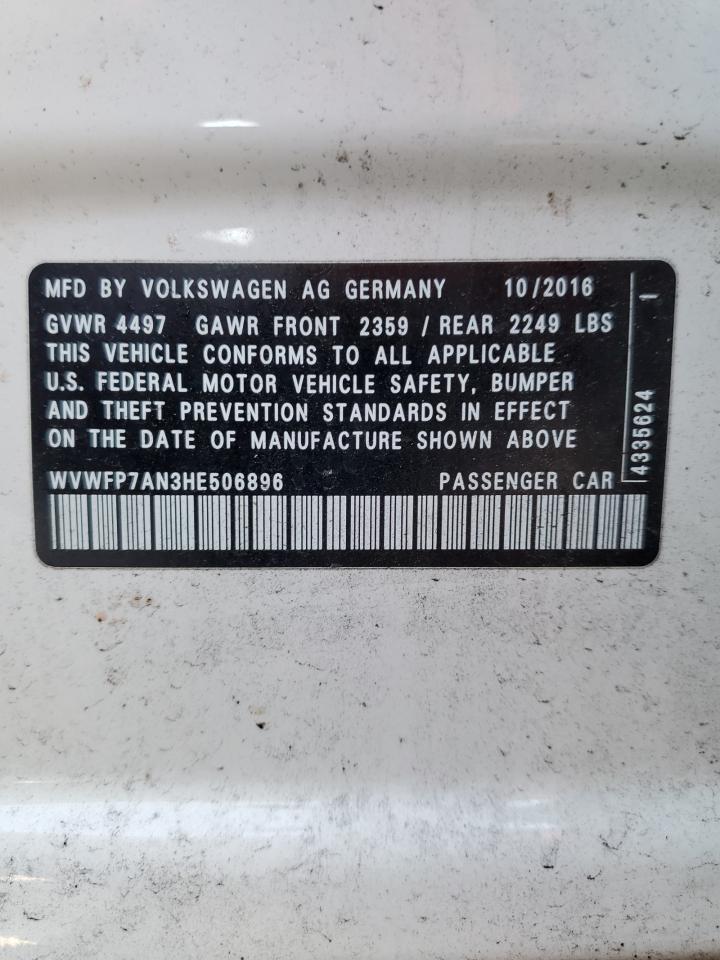 Photo 11 VIN: WVWFP7AN3HE506896 - VOLKSWAGEN PASSAT 