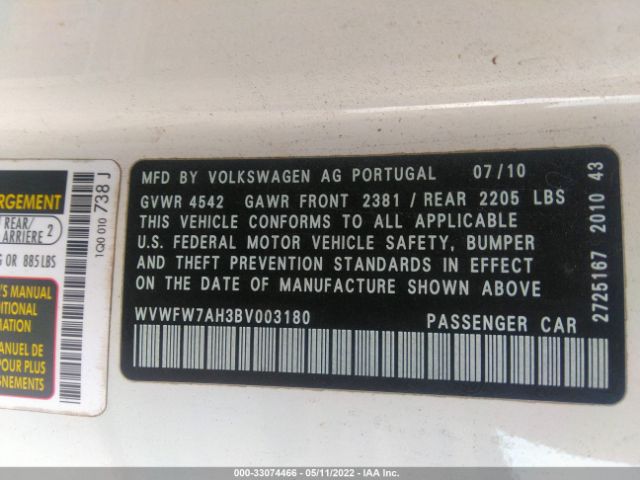 Photo 8 VIN: WVWFW7AH3BV003180 - VOLKSWAGEN EOS 