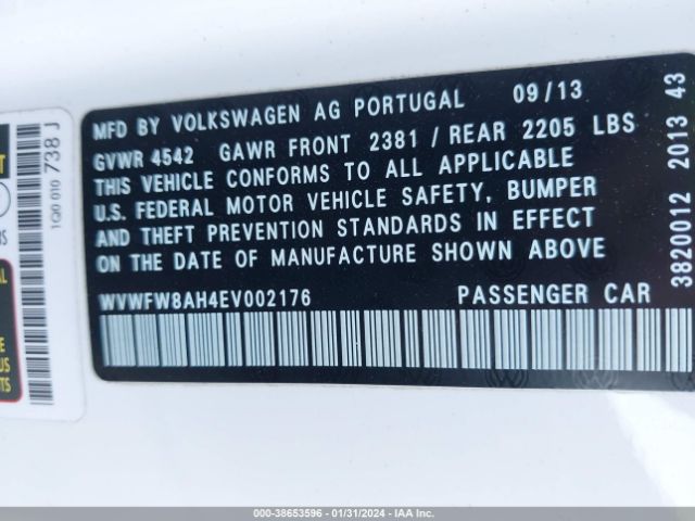 Photo 8 VIN: WVWFW8AH4EV002176 - VOLKSWAGEN EOS 