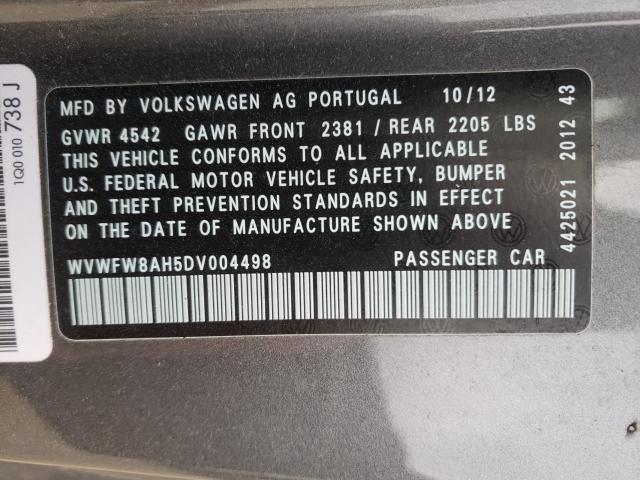 Photo 9 VIN: WVWFW8AH5DV004498 - VOLKSWAGEN EOS LUX 