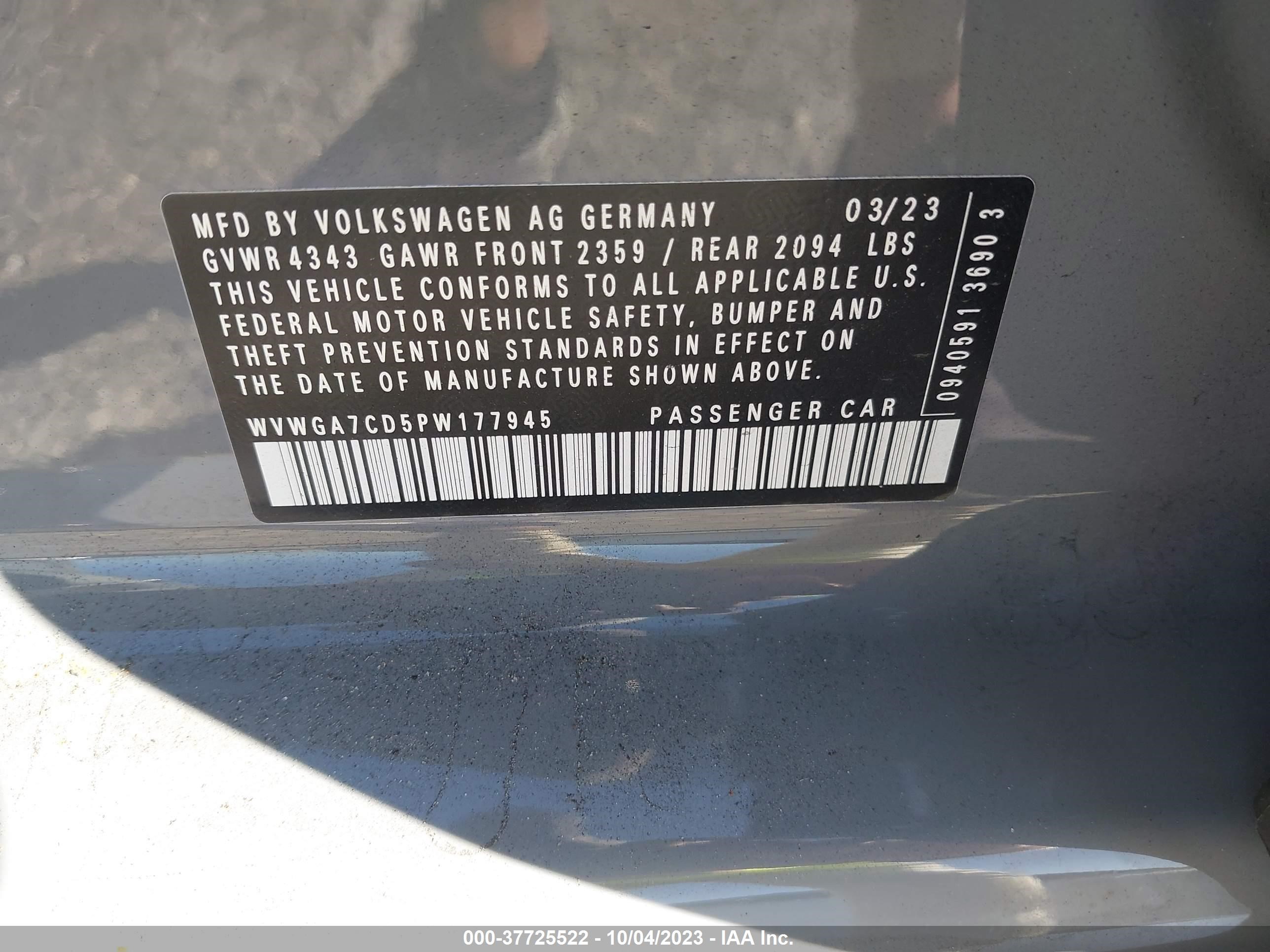 Photo 8 VIN: WVWGA7CD5PW177945 - VOLKSWAGEN GOLF GTI 