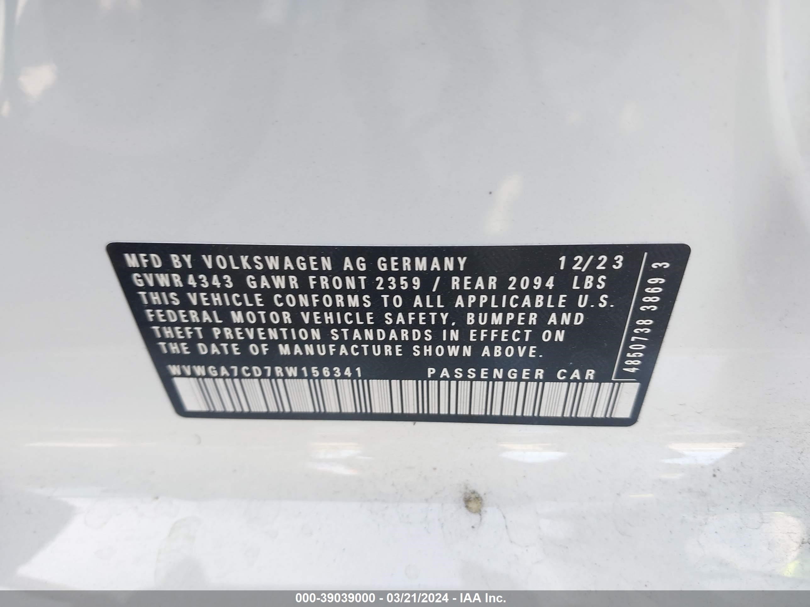 Photo 8 VIN: WVWGA7CD7RW156341 - VOLKSWAGEN GOLF GTI 