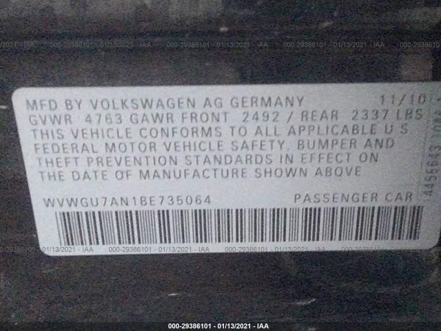 Photo 8 VIN: WVWGU7AN1BE735064 - VOLKSWAGEN PASSAT CC 