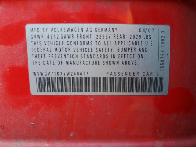 Photo 11 VIN: WVWGV71KX7W248417 - VOLKSWAGEN NEW GTI 