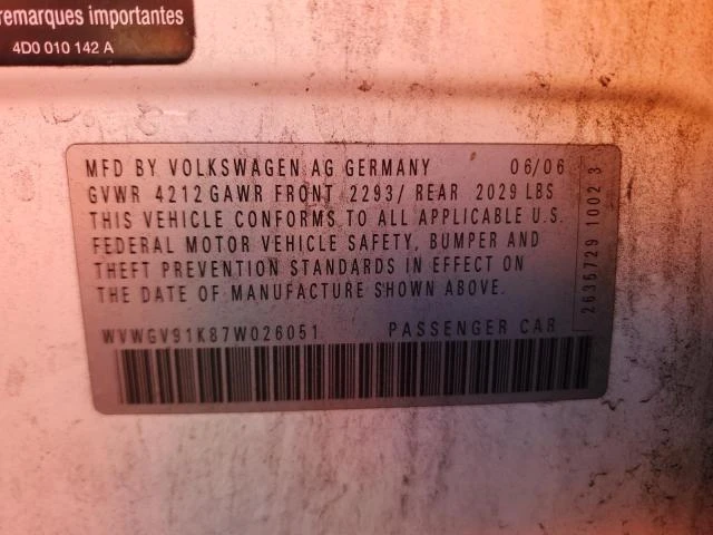 Photo 11 VIN: WVWGV91K87W026051 - VOLKSWAGEN NEW GTI 