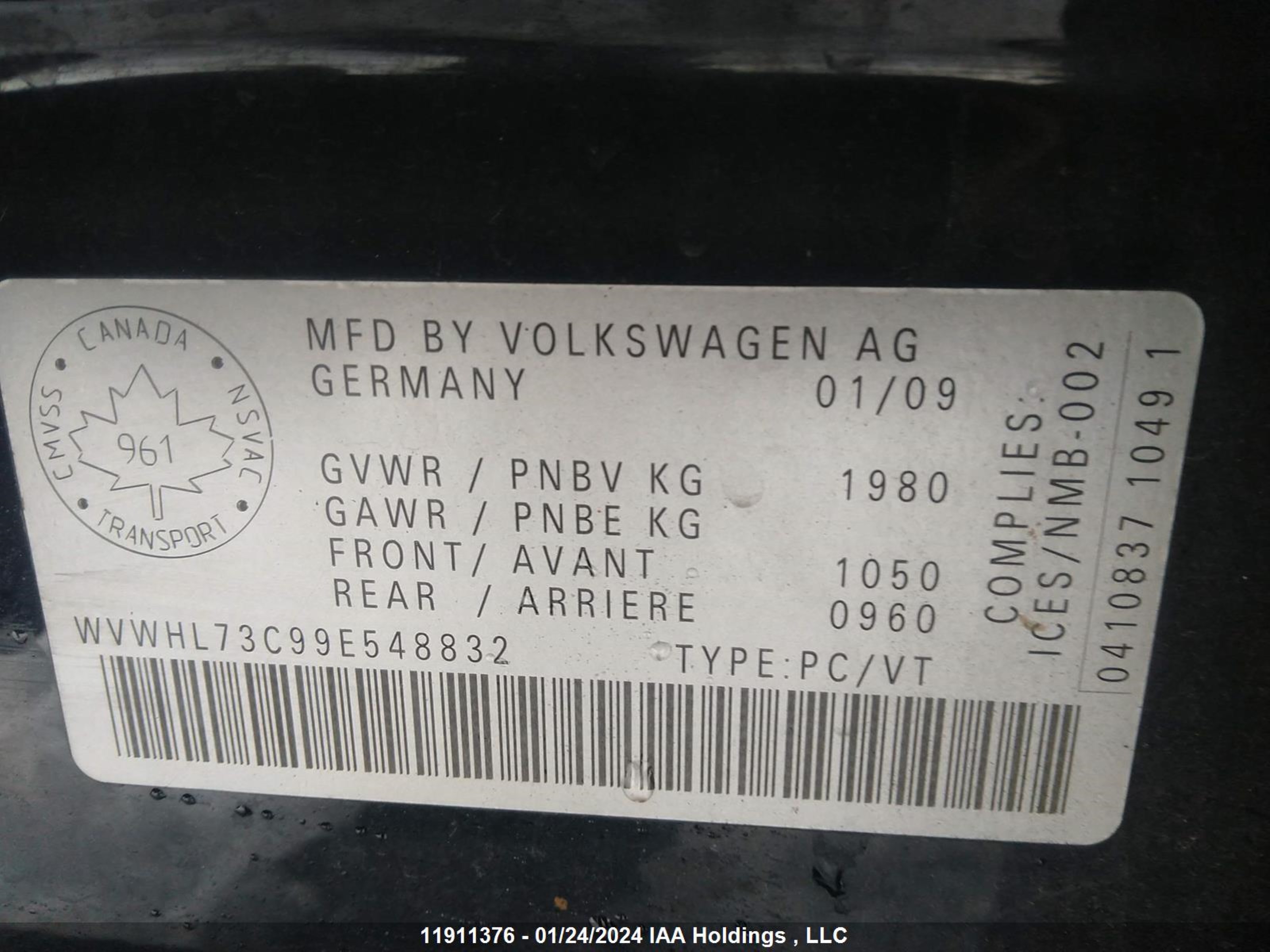 Photo 8 VIN: WVWHL73C99E548832 - VOLKSWAGEN PASSAT 