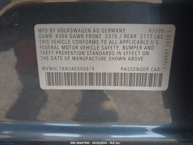 Photo 8 VIN: WVWHL7AN3AE509615 - VOLKSWAGEN CC 