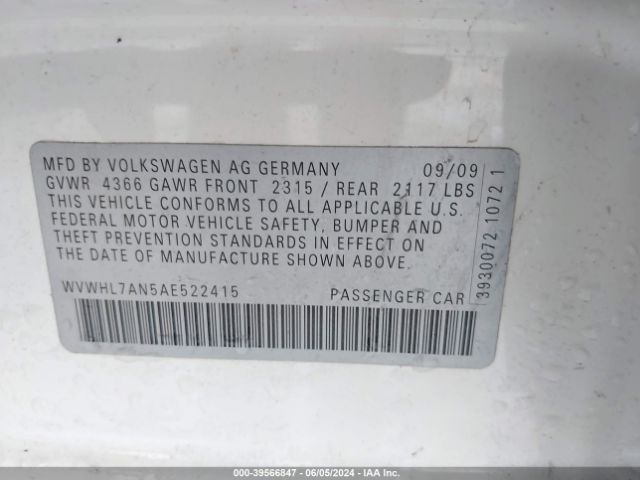 Photo 8 VIN: WVWHL7AN5AE522415 - VOLKSWAGEN PASSAT 