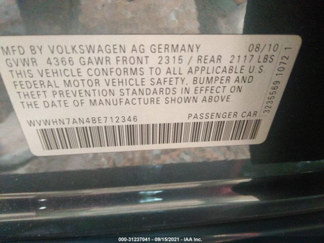 Photo 8 VIN: WVWHN7AN4BE712346 - VOLKSWAGEN CC 