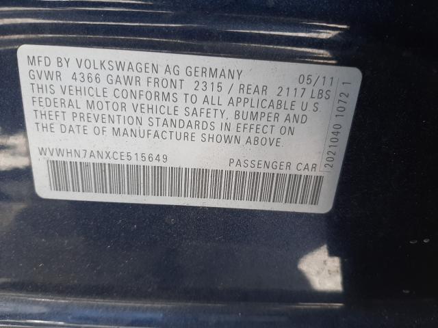 Photo 9 VIN: WVWHN7ANXCE515649 - VOLKSWAGEN CC LUXURY 