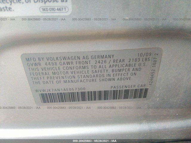 Photo 8 VIN: WVWJK7AN1AE057300 - VOLKSWAGEN PASSAT SEDAN 