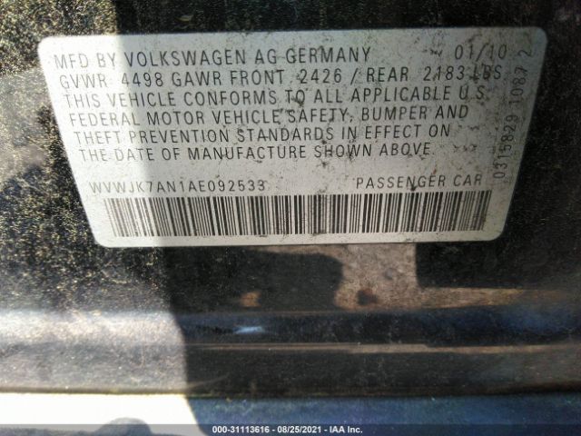 Photo 8 VIN: WVWJK7AN1AE092533 - VOLKSWAGEN PASSAT SEDAN 