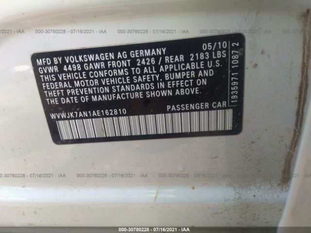 Photo 8 VIN: WVWJK7AN1AE162810 - VOLKSWAGEN PASSAT SEDAN 