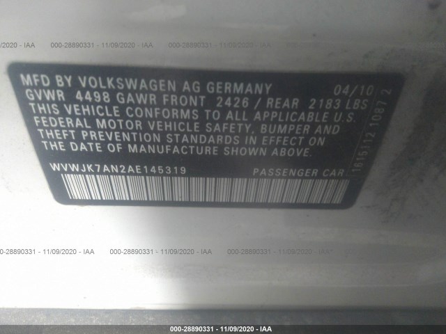 Photo 8 VIN: WVWJK7AN2AE145319 - VOLKSWAGEN PASSAT 