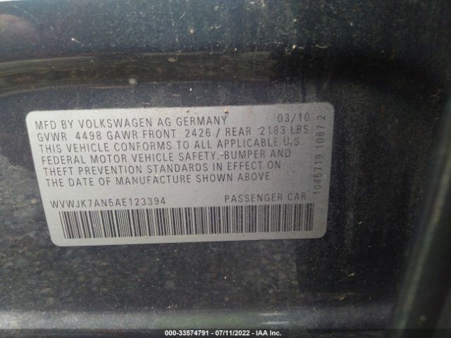 Photo 8 VIN: WVWJK7AN5AE123394 - VOLKSWAGEN PASSAT SEDAN 