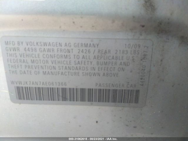 Photo 8 VIN: WVWJK7AN7AE061366 - VOLKSWAGEN PASSAT 