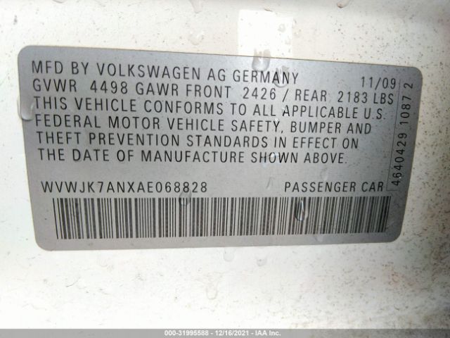 Photo 8 VIN: WVWJK7ANXAE068828 - VOLKSWAGEN PASSAT 